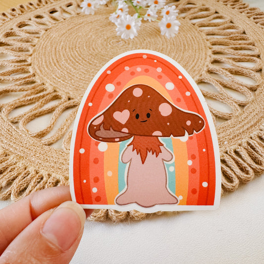 Happy Rainbow Mushroom Sticker