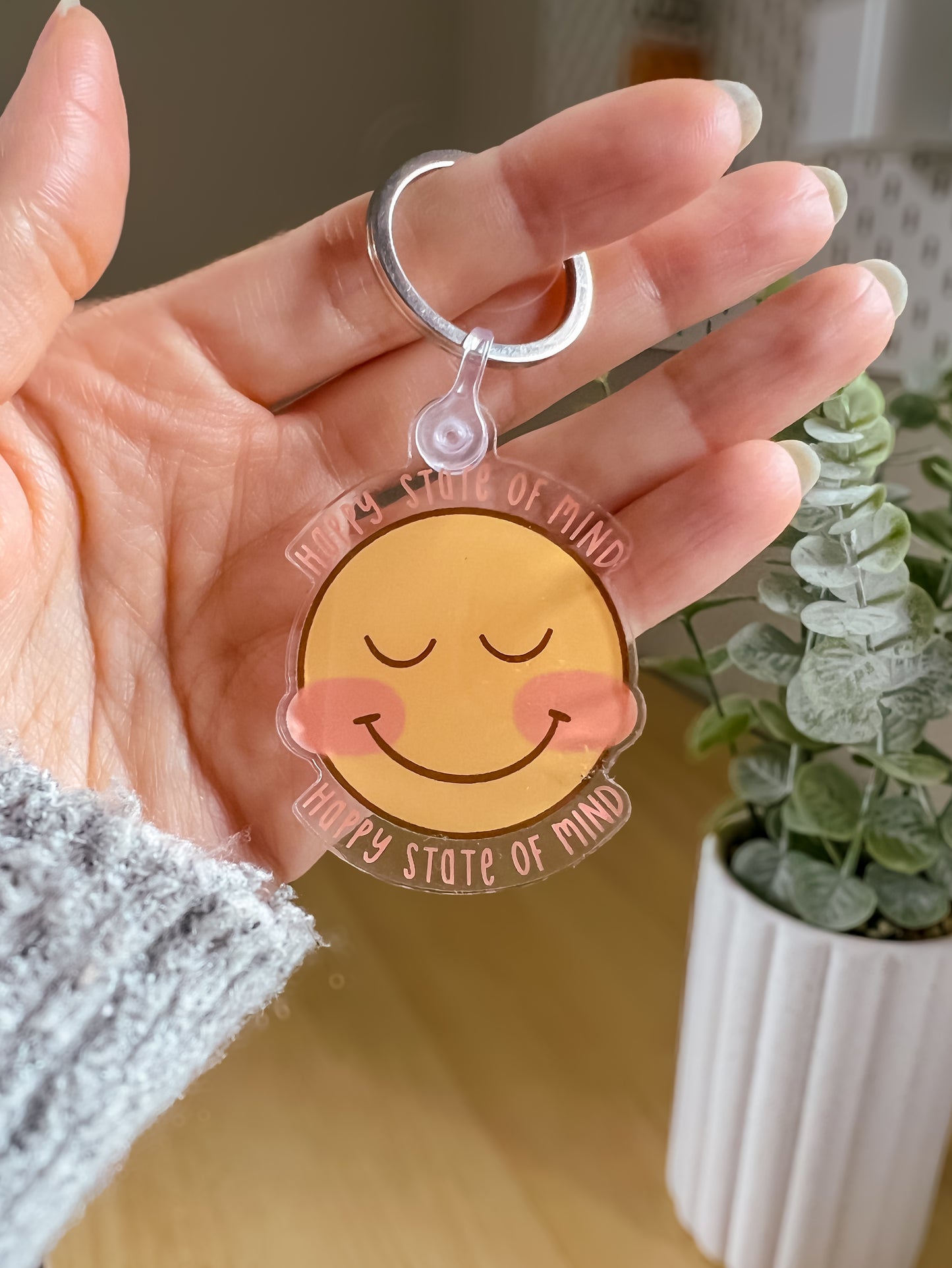 Happy State Of Mind Acrylic Keychain 2x1.6"