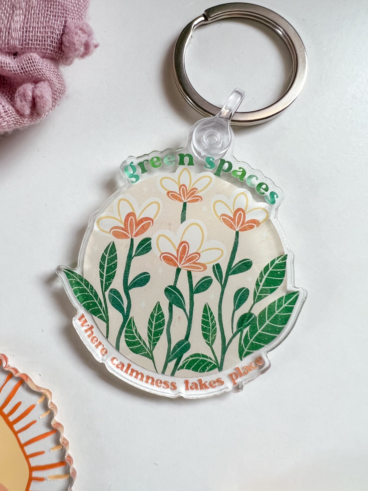 Green Spaces Acrylic Keychain 2x2"